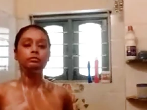 Indian woman takes a bathroom not susceptible web cam